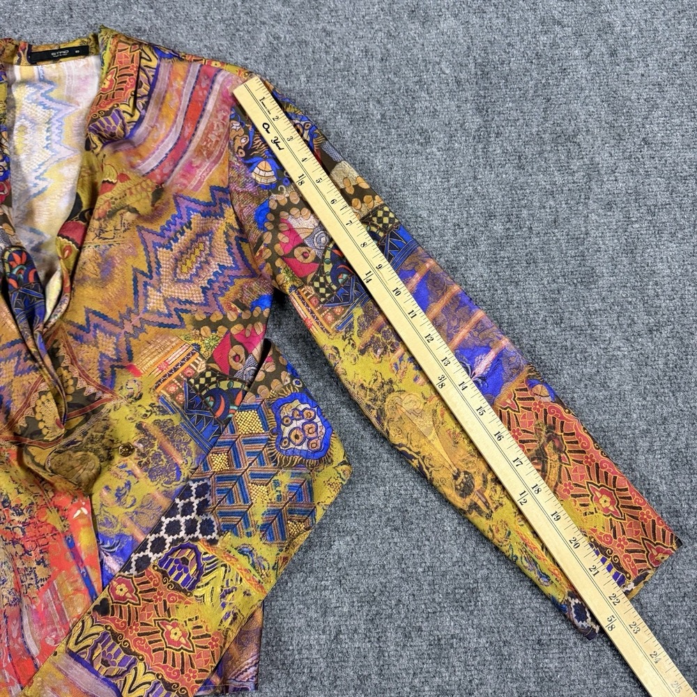Etro Silk Top Womens 40 US Small Mosaic Spa Spartaco Tie Front Italy Luxury - Picture 7 of 9